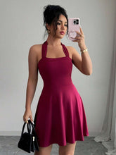 Elenzga Women's Elegant Neckline Short Dress